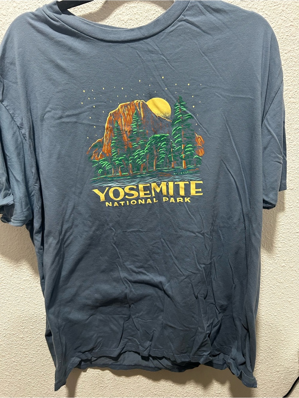 Men's Yosemite Graphic Short Sleeve Tee - Blue with Yellow & Green Print